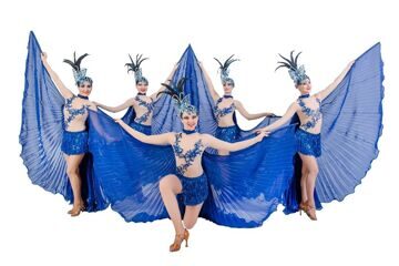 Танец в голубых костюмах со светящимися крыльями